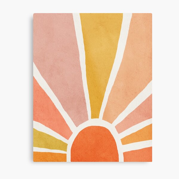 Sun, Abstract, Mid century modern kids wall art, Nursery room Metal Print