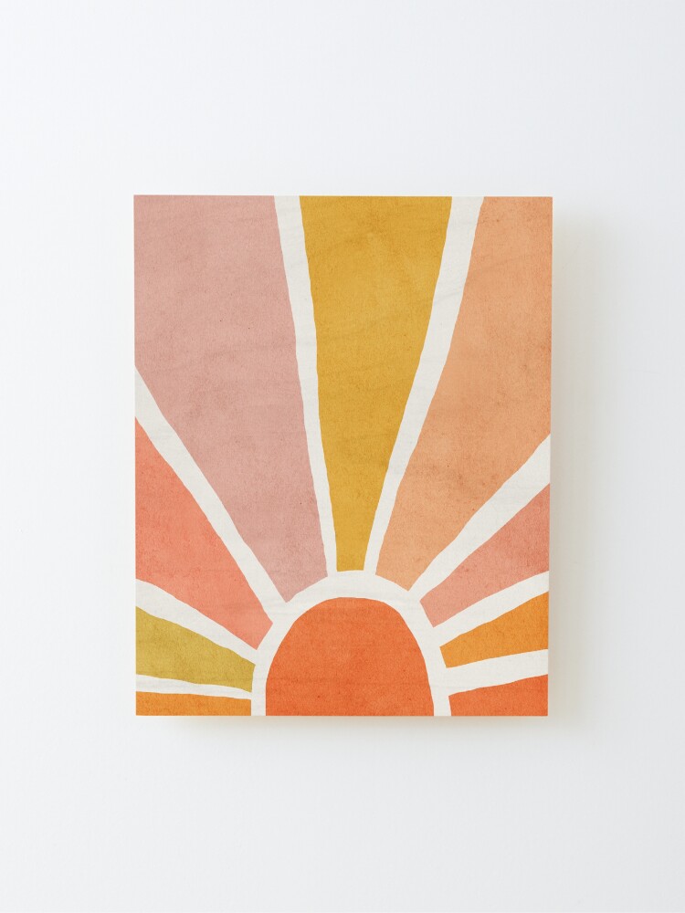 Alternate view of Sun, Abstract, Mid century modern kids wall art, Nursery room Mounted Print