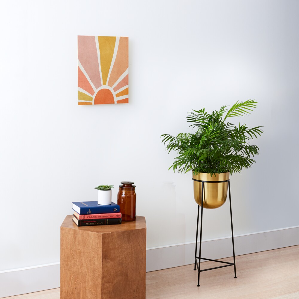 Sun, Abstract, Mid century modern kids wall art, Nursery room Mounted Print