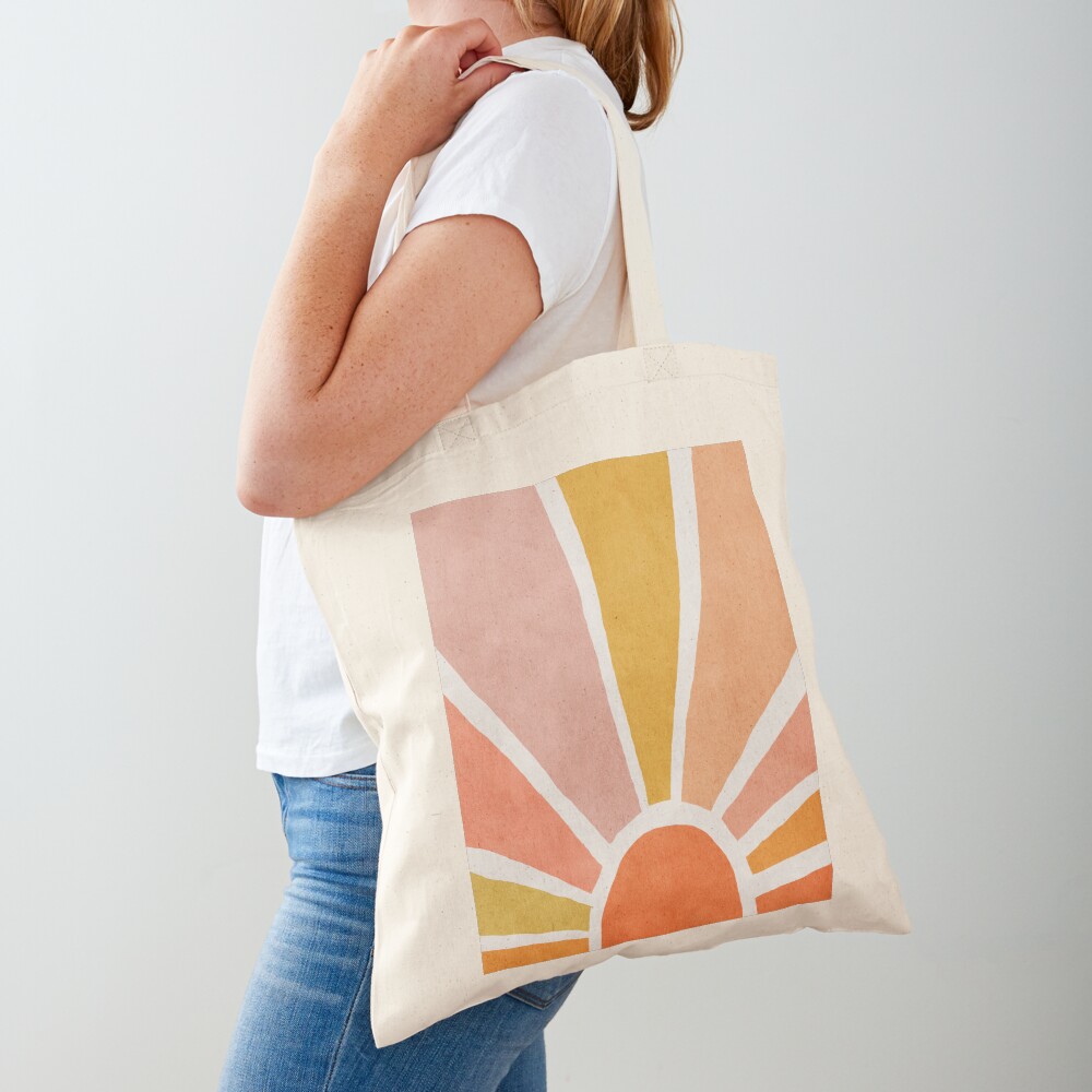 Sun, Abstract, Mid century modern kids wall art, Nursery room Tote Bag