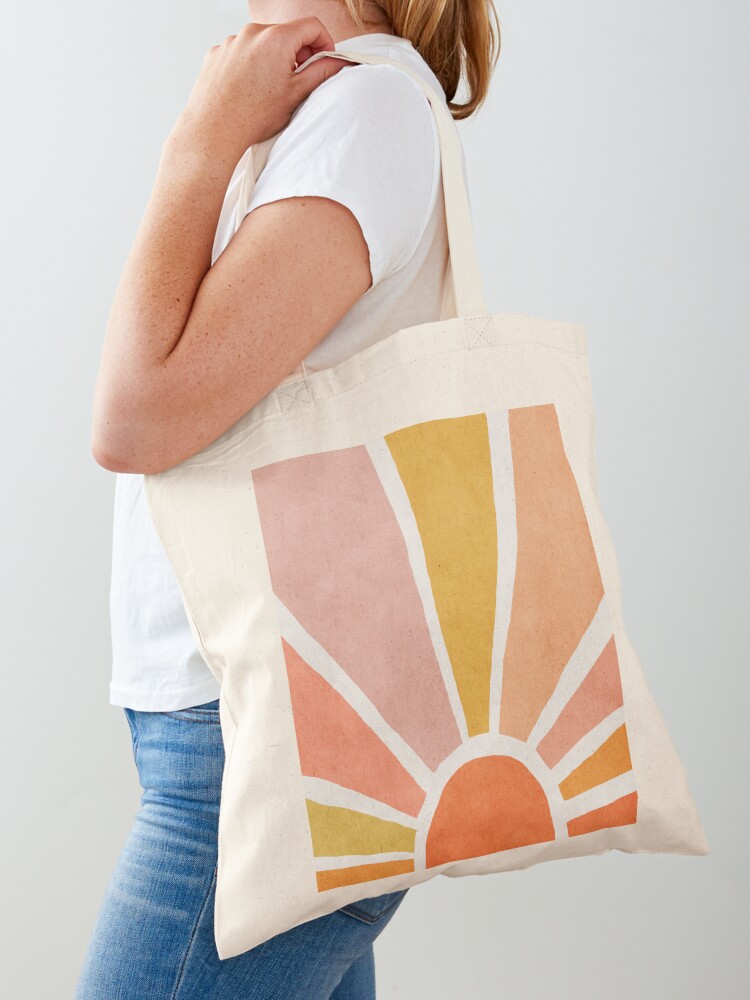 Thumbnail 1 of 5, Tote Bag, Sun, Abstract, Mid century modern kids wall art, Nursery room designed and sold by juliaemelian.