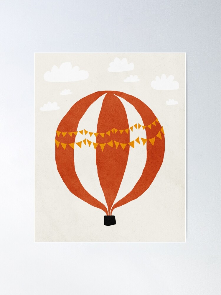 Thumbnail 2 of 3, Poster, Balloon, Adventure, Abstract, Mid century modern kids wall art, Nursery room designed and sold by juliaemelian.