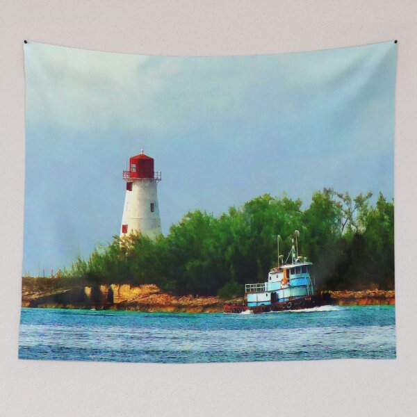 Item preview, Nassau Bahamas - Lighthouse and Boat designed and sold by Susan Savad.