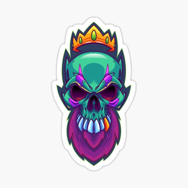 Bearded King Skull Sticker