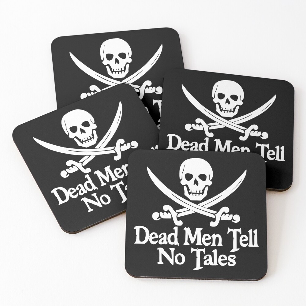 Pirates Skull Crossed Swords Dead Men Tell No Tales - White Coasters (Set of 4)