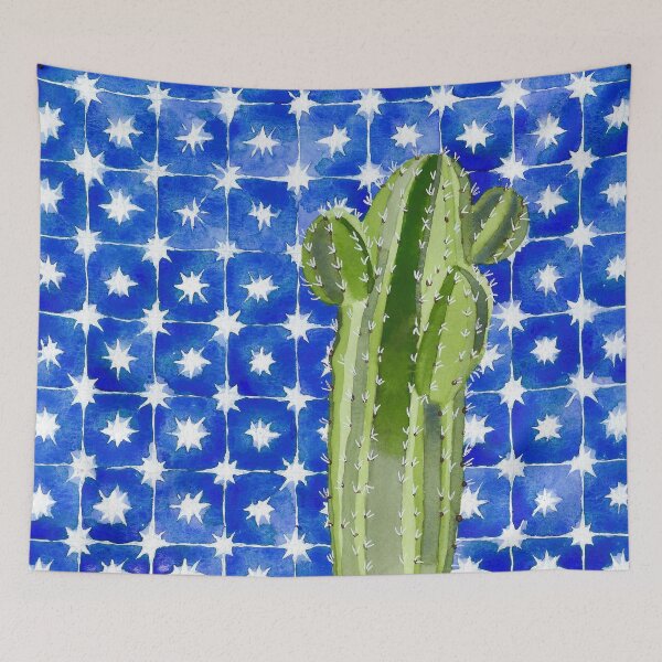 Item preview, Blue Tile and Cactus designed and sold by jenbucheli.