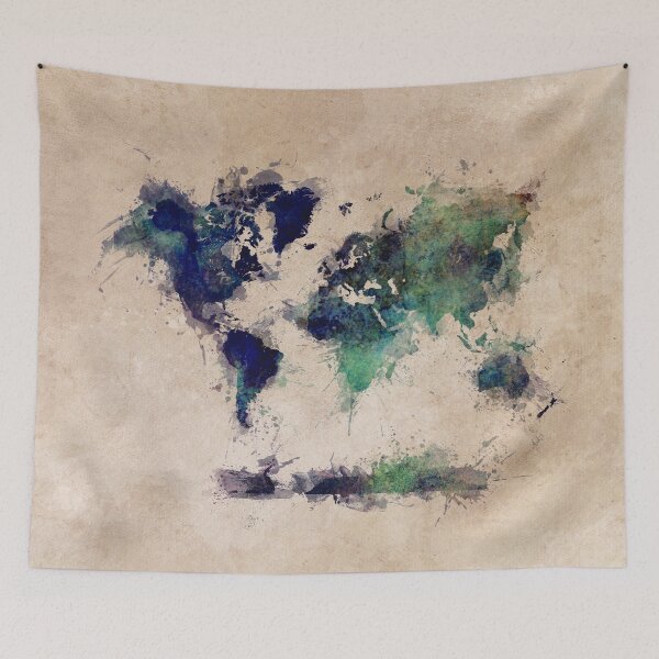 Item preview, World map blue splash designed and sold by JBJart.