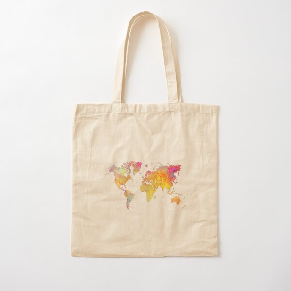 World Map Cotton Tote Bag
