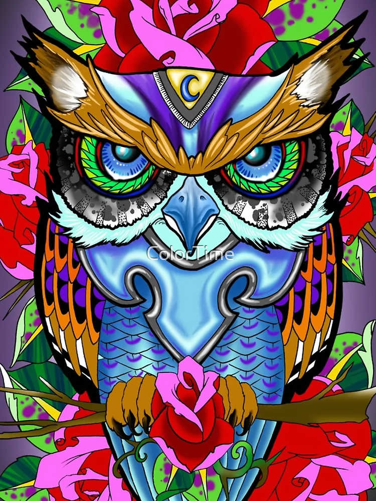 Thumbnail 5 of 5, iPhone Case, Blue Owl and Roses designed and sold by ColorTime.