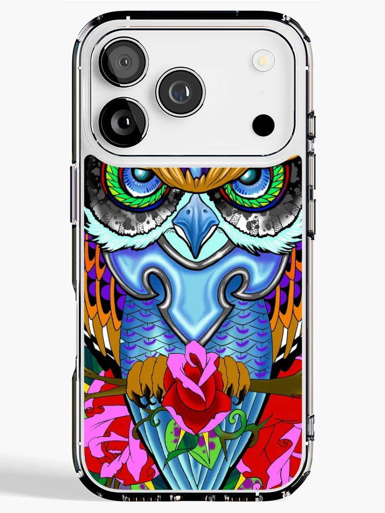 Thumbnail 1 of 5, iPhone Case, Blue Owl and Roses designed and sold by ColorTime.