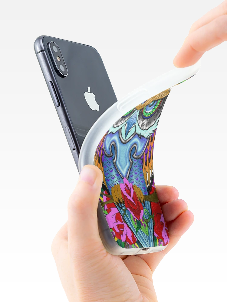 Thumbnail 4 of 5, iPhone Case, Blue Owl and Roses designed and sold by ColorTime.