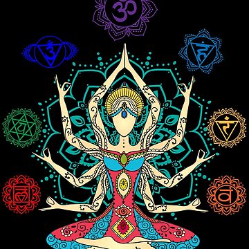 Artwork thumbnail, Meditating with the Seven Chakras On Lotus Flower by KingersDesigns