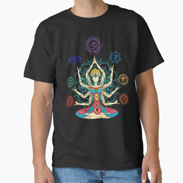 Aperçu de l'œuvre Méditer avec les sept chakras sur la fleur de lotus créée et vendue par KingersDesigns.