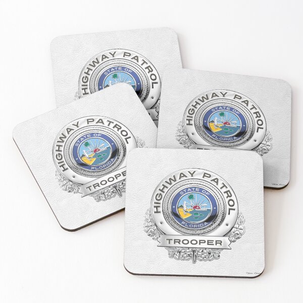 Item preview, Florida Highway Patrol - FHP Trooper Badge over White Leather designed and sold by Serge Averbukh Art Studio.