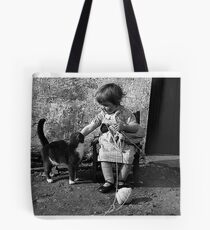 Little girl knitting Tote Bag