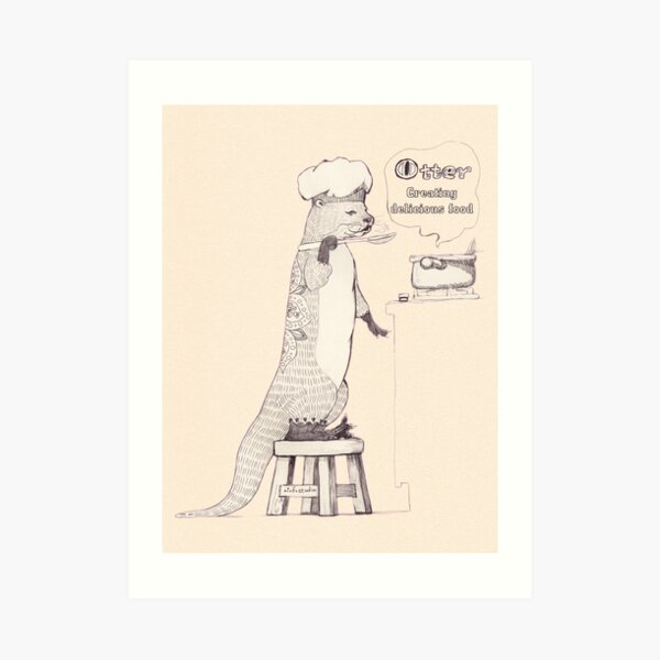 Creating delicious food - Otter - Oldlace Art Print
