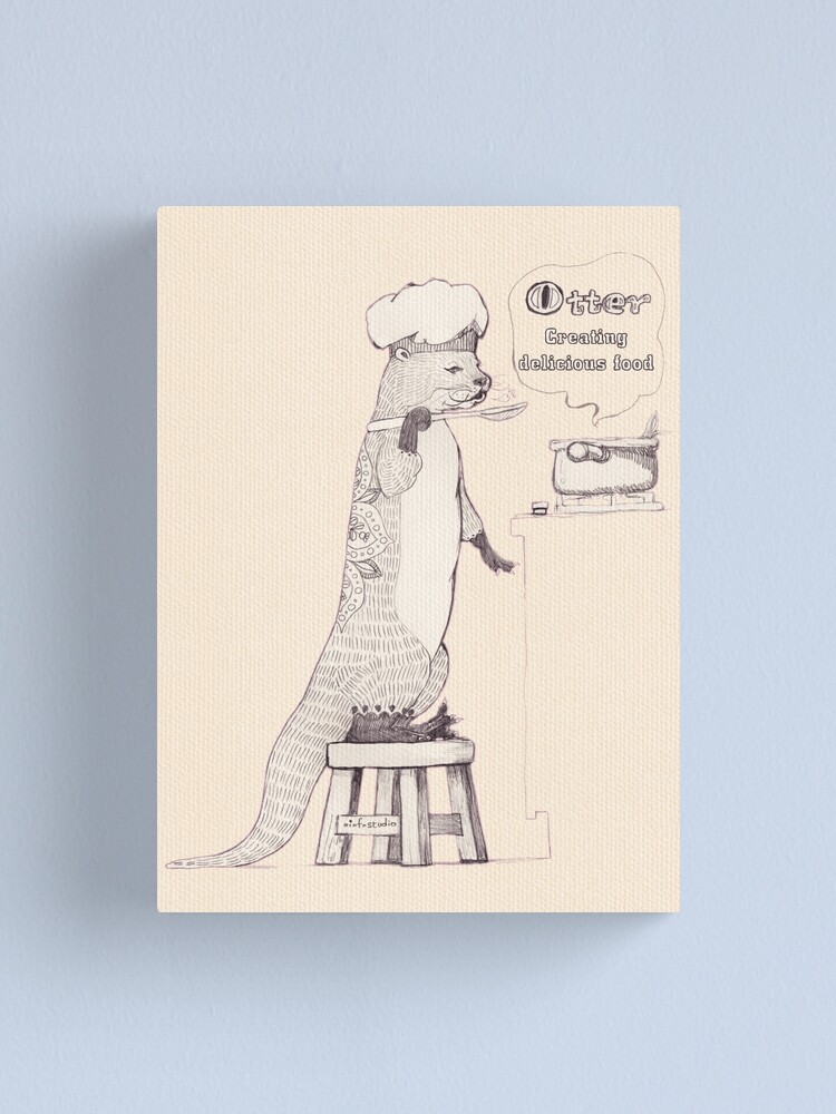 Alternate view of Creating delicious food - Otter - Oldlace Canvas Print