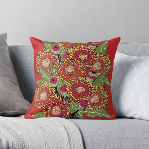 giant bunch of red flowering gum Throw Pillow