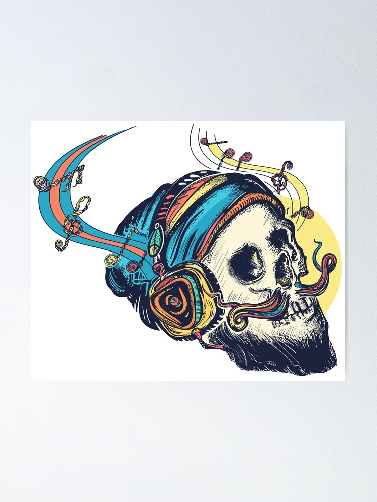 skull music art notes