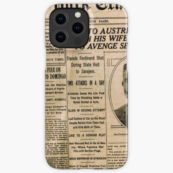 Newspaper article on the assassination of Archduke Franz Ferdinand. Old Newspaper, 28th June 1914, #OldNewspaper #Newspaper iPhone Snap Case
