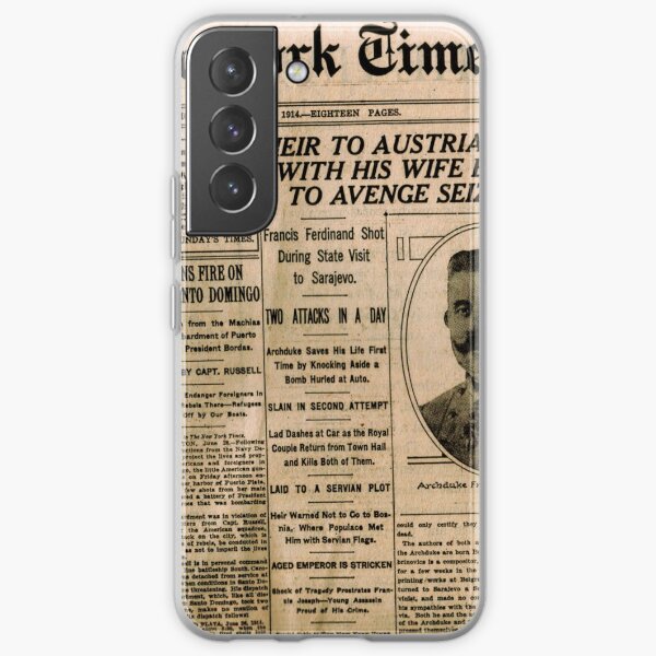 Newspaper article on the assassination of Archduke Franz Ferdinand. Old Newspaper, 28th June 1914, #OldNewspaper #Newspaper Samsung Galaxy Soft Case