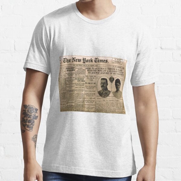 Newspaper article on the assassination of Archduke Franz Ferdinand. Old Newspaper, 28th June 1914, #OldNewspaper #Newspaper Essential T-Shirt