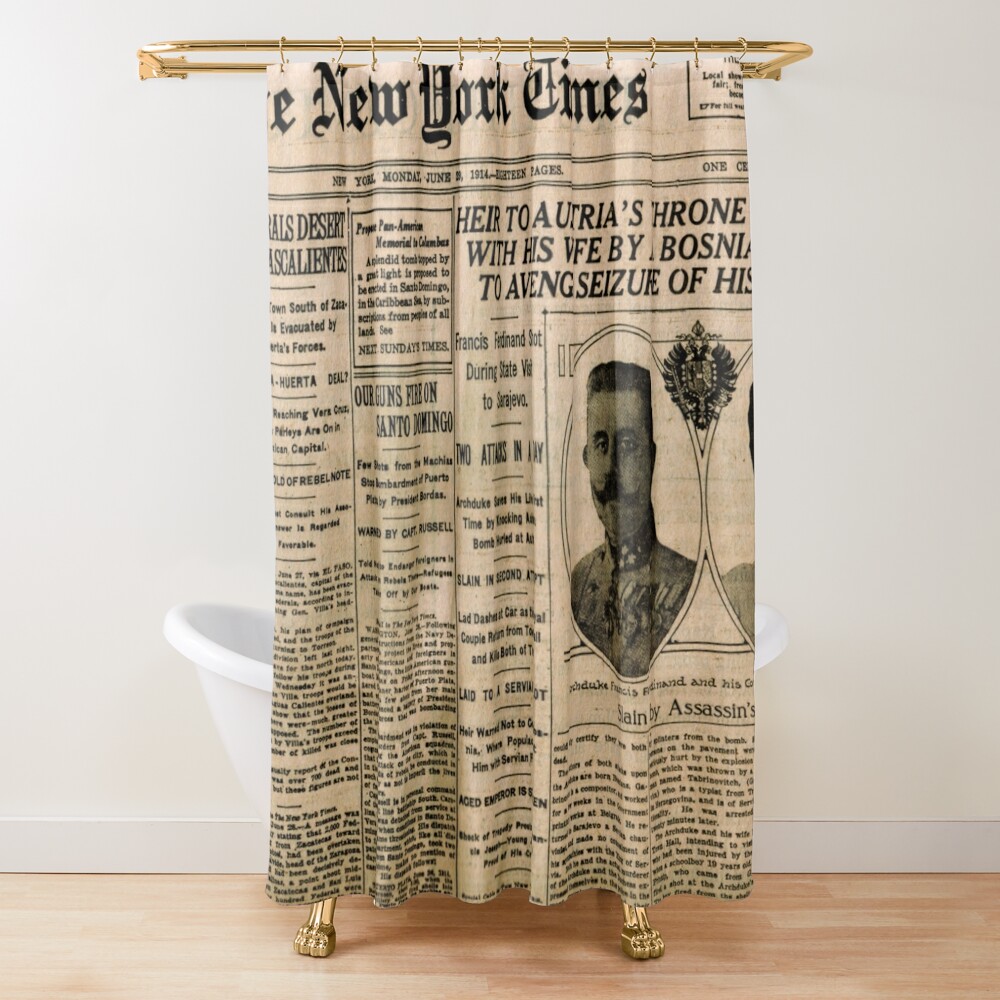 Old Newspaper, ur,shower_curtain_closed,square,1000x1000