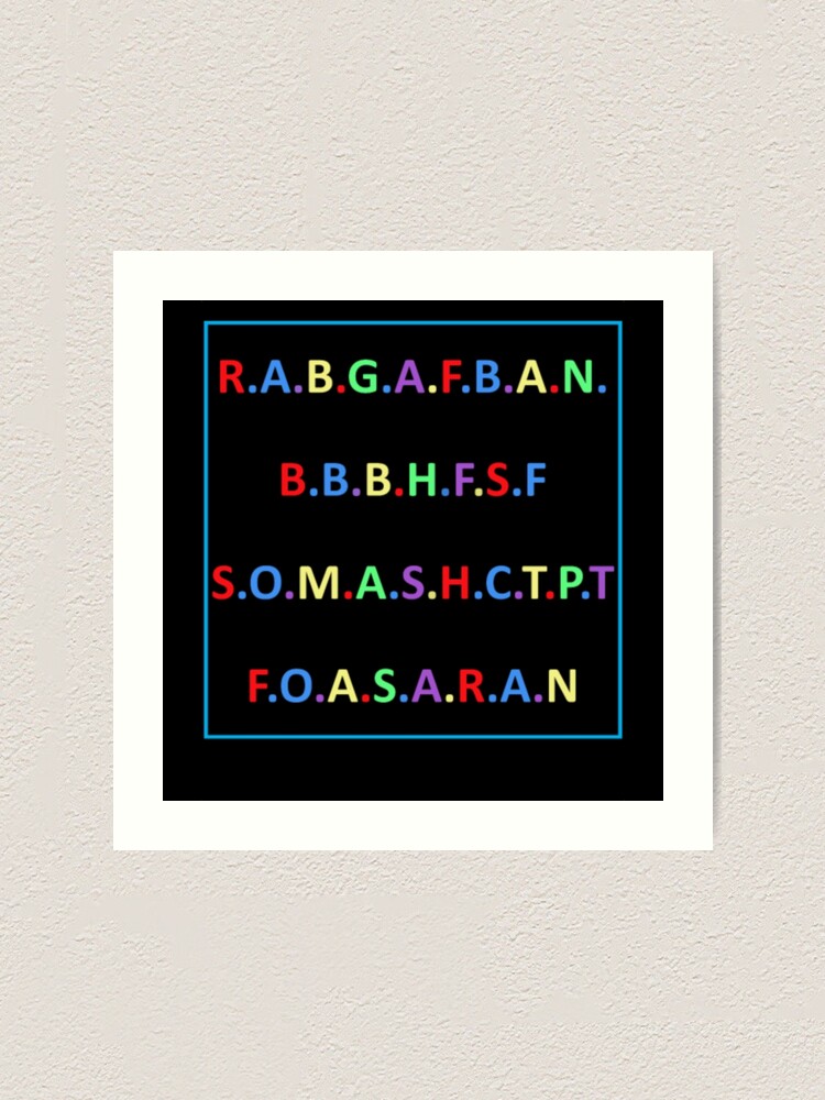 R A B G A F B A N B B B H F S F S O M A S H C T P Art Print By Nga Redbubble