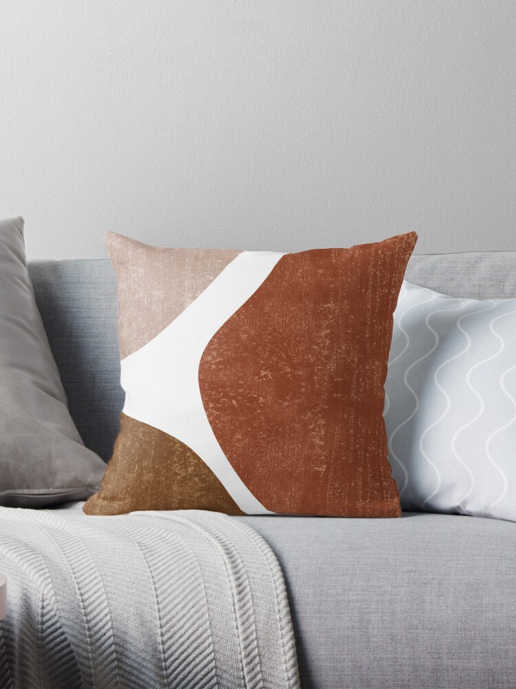 Thumbnail 1 of 4, Pillow, Terracotta Art Print 1 - Terracotta Abstract - Modern, Minimal, Contemporary Abstract - Brown, Beige designed and sold by Shrijit.