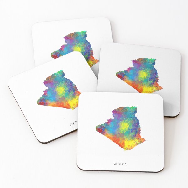 Aperçu de l'œuvre Algeria Watercolor Map créée et vendue par ArtPrints.