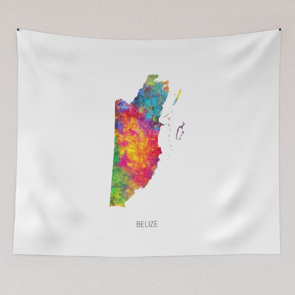 Aperçu de l'œuvre Belize Watercolor Map créée et vendue par ArtPrints.