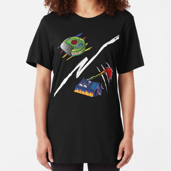 Battle between Arduino and Raspberry Pi bots Slim Fit T-Shirt