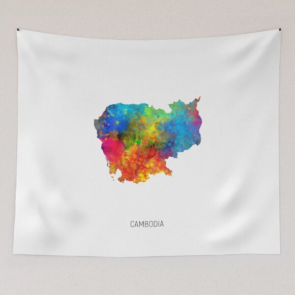 Item preview, Cambodia Watercolor Map designed and sold by ArtPrints.