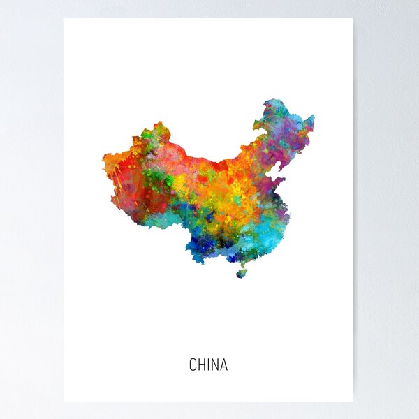 Item preview, China Watercolor Map designed and sold by ArtPrints.