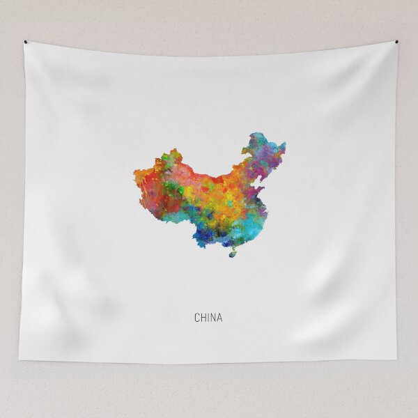 Item preview, China Watercolor Map designed and sold by ArtPrints.