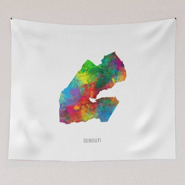 Aperçu de l'œuvre Djibouti Watercolor Map créée et vendue par ArtPrints.