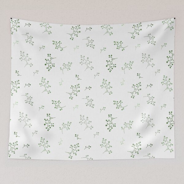 Item preview, pattern with green berries branches designed and sold by Ojli-lukojli.