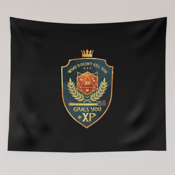 Item preview, What Doesn't Kill You Gives You XP designed and sold by D20Tees.