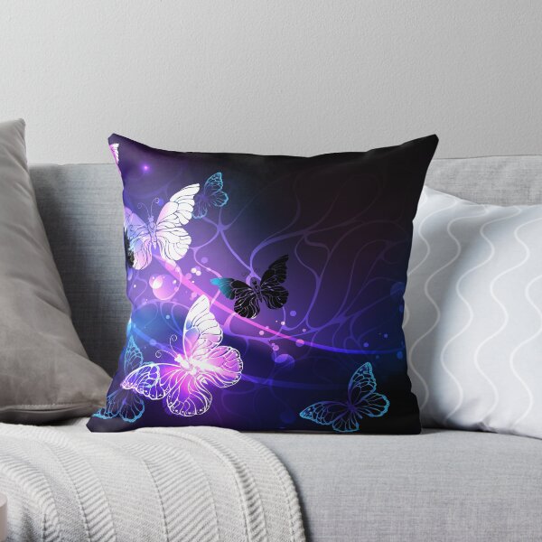 Background with Night Butterflies Throw Pillow