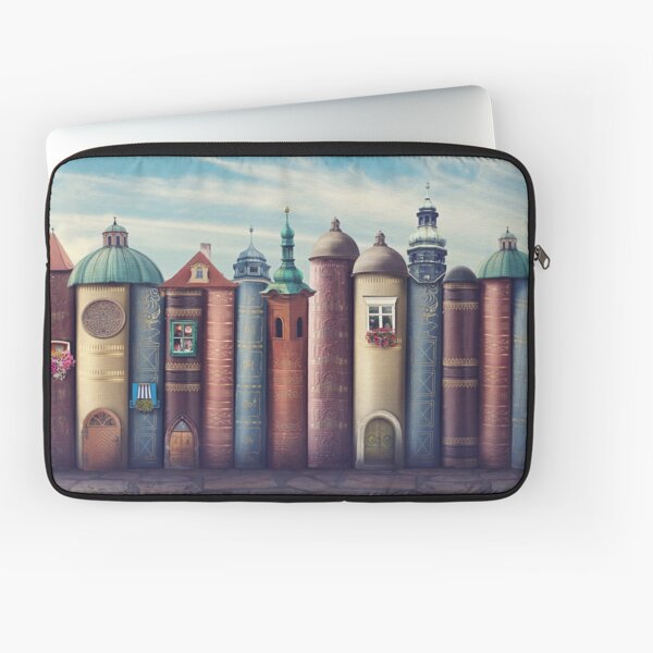 Magic city with old books Laptoptasche