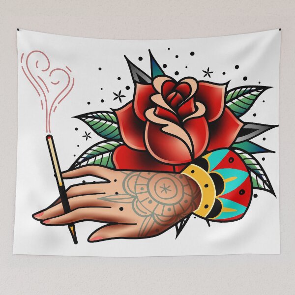 Item preview, traditional old school tattoo hand designed and sold by Adamova.