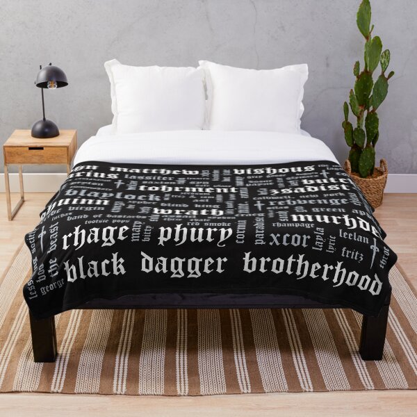 Black Dagger Brotherhood Word Cloud - Landscape Throw Blanket