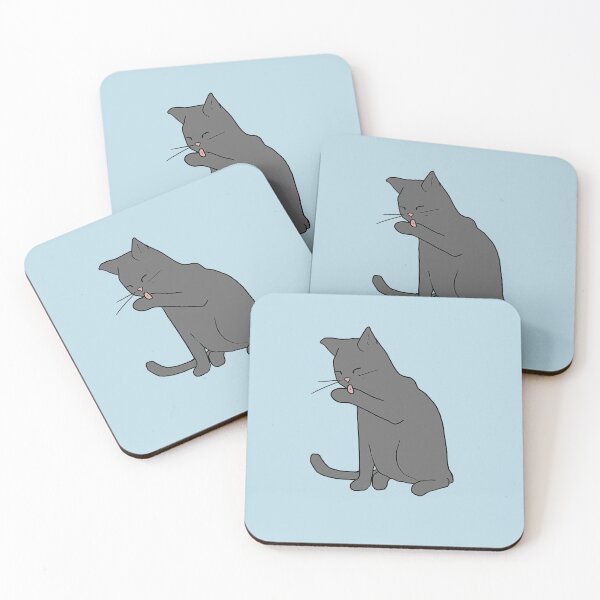 Item preview, Cat licking its paw - Grey designed and sold by CatoDuys-Art.