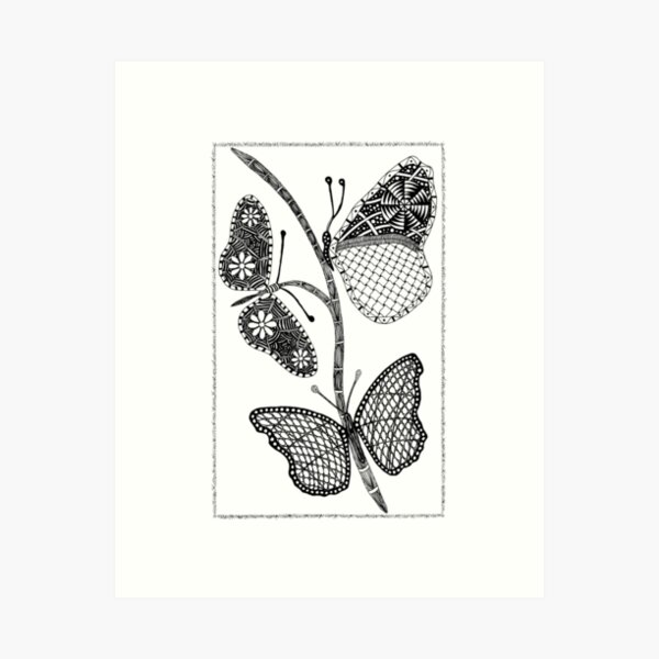 Butterfly Pen and Ink Stippling Illustration Sticker for Sale by