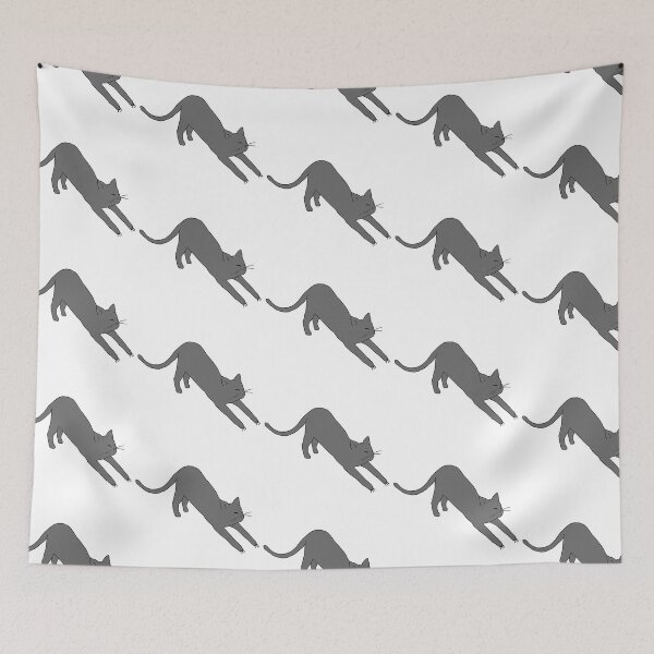 Item preview, Cat stretching after a nap - Grey designed and sold by CatoDuys-Art.