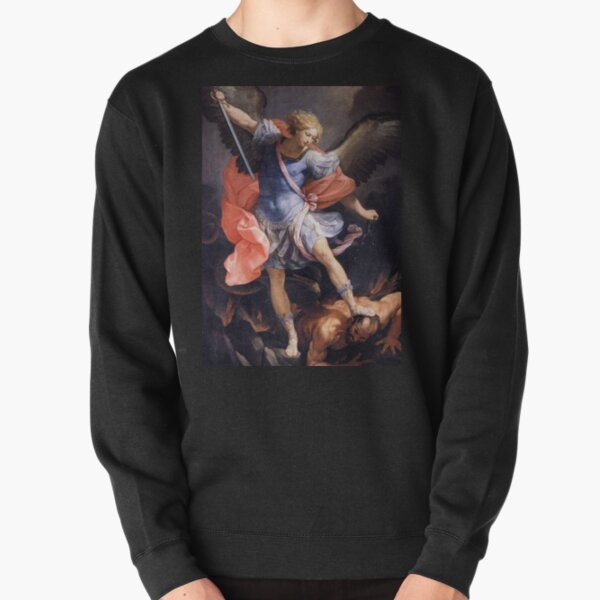 ANGELS AND DEMONS. The Archangel Michael defeating Satan. 1635, Guido Reni. Pullover Sweatshirt