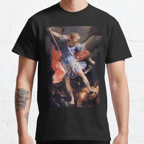 ANGELS AND DEMONS. The Archangel Michael defeating Satan. 1635, Guido Reni. Classic T-Shirt