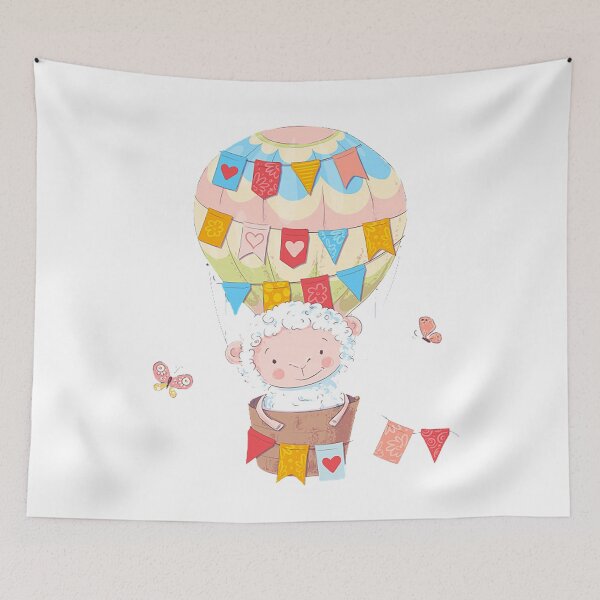 Item preview, Little sheep in his hot air balloon designed and sold by OtterFactory.