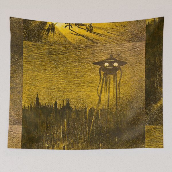 Item preview, hissing lazers ufo alien vintage war worlds type painting print designed and sold by printzshop.