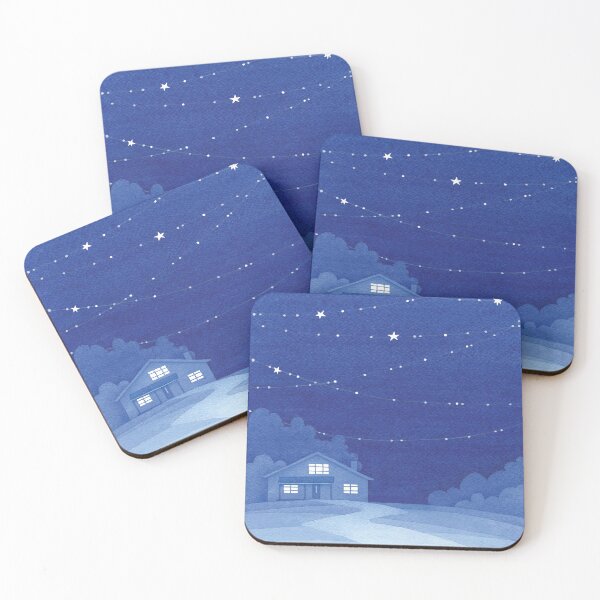 Item preview, house with stars, blue watecolor designed and sold by VApinx.